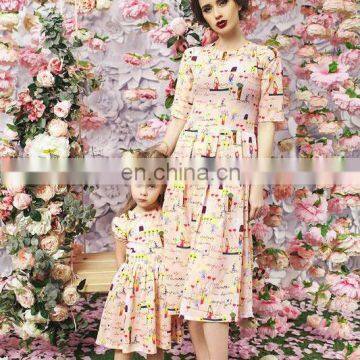 2019 new summer floral print parent-child clothing dress for mommy and girl (this link for WOMAN)