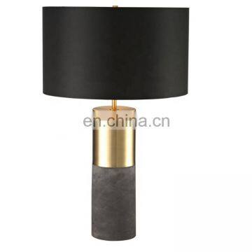 2020 Black Gold Fabric Bedside Table Lamp Luxury Marble Led Reading Lamp photo-3