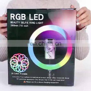 DDP terms TikTok Live broadcast LED Dimmable Ring Light USB Selfie RGB 32 colors makeup Ring light with Tripod Stand