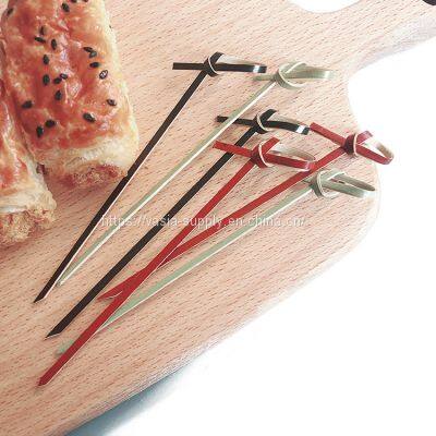 100% Natural Colored Green Cocktail Decorative Bamboo Kebab Knotted Skewers
