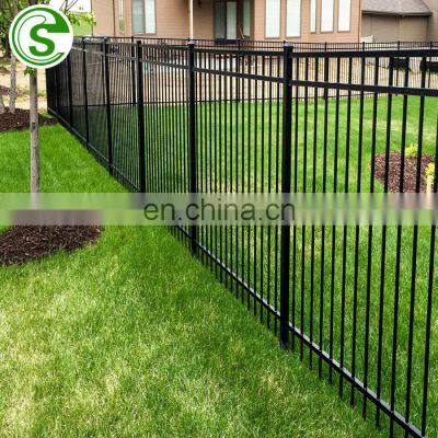 Hot Sale Flat Top Steel Fence Panels Wrought Iron Panel Fence For Villa