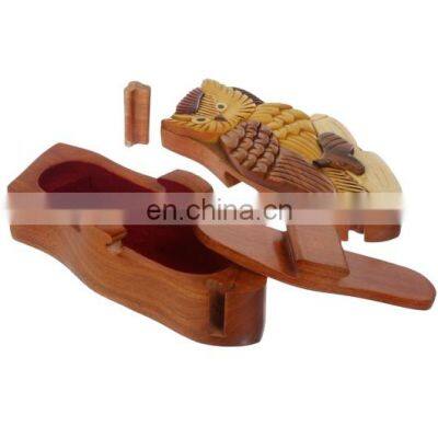 Wooden Puzzle Box/ Handcrafted Wooden Animal Shape Secret Jewelry Puzzle Box