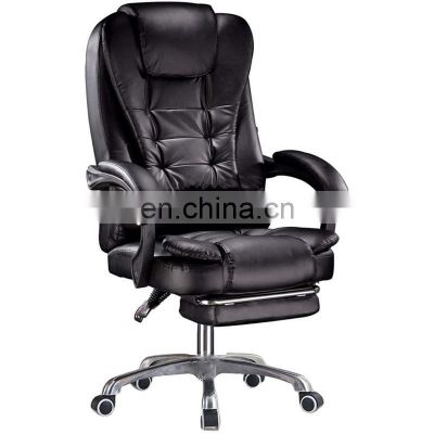 Low MOQ Manufacturer High Quality PU Leather High Back Ergonomic Swivel Wheels Executive Office Chair with Footrest