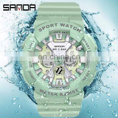 SANDA 6068 Women's Watches Multifunction Military Quartz Digital Wristwatch Casual Clock Watches Digitals photo-2