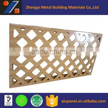 perforated aluminum panel with wood grain printing