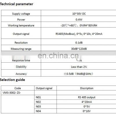 VMS-3002-ZS-N04 0-10V Output Easy Installation and Long Transmission Noise Sensor With Stable Signal photo-3