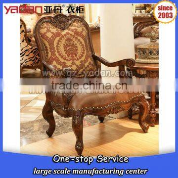 Luxury Hotel Furniture Recliner Relax Chair Armrest Carving Wood Royal Chair