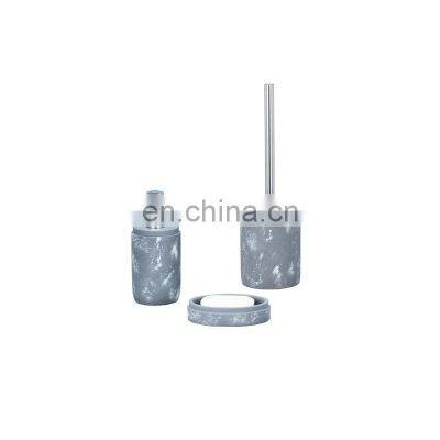 Grey Round Cement Home Decoration Accessories White Pattern  Concrete Bathroom Sets