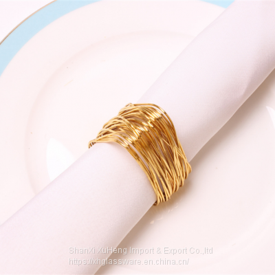 Elegant Triangle Shaped Shiny Gold Napkin Ring Holder For Table Decoration photo-3