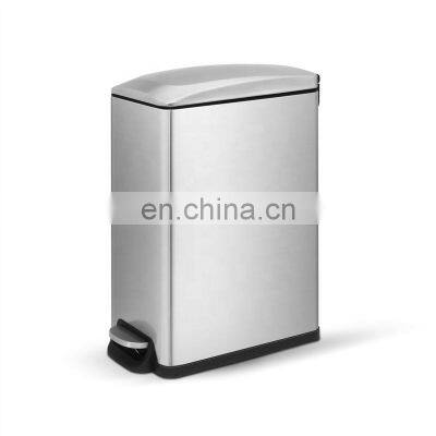 45L Rectangular Waste Bin Garbage Trash Can with Step Foot Pedal Matte Finished