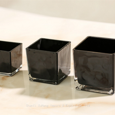 Hand Made Wedding Home Decoration Modern Luxurious Electroplate Mirror Gold Silver White Black Colored Square Glass Vase photo-3