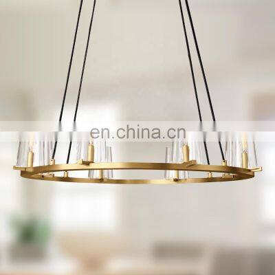 Copper Industrial Style Glass Lampshade Chandelier Ceiling Light Fixture For Living Dining Room Bedroom Kitchen Island Foyer