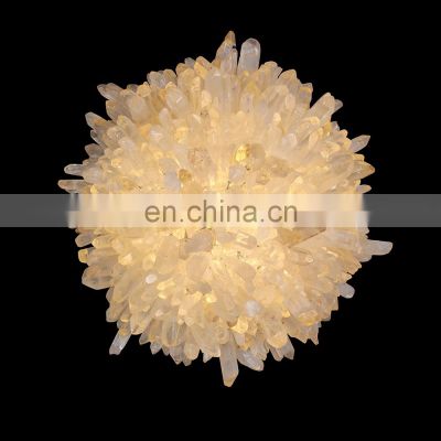 modern simple luxury golden natural crystal wall lamp for living room