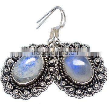 RAINBOW MOON STONE 925 STERLING SILVER EARRINGS ,925 STERLING SILVER JEWELRY WHOLE SALE,JEWELRY EXPORTER