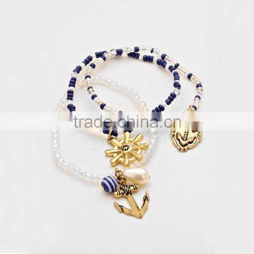 3 Layers Multi Bead Anchor Stretchable Bracelet Fashion Accessories Bracelet New photo-4