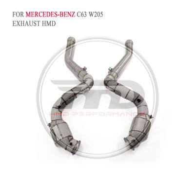 SS304 Exhaust Downpipe for Mercedes Benz C63 W205/CLA220 W117/CLA250/CLS63 AMG C219 Auto Modification Electronic Valve Whatsapp+86 18946955156