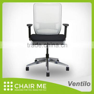 Black Backrest, White Mesh, Black Seat Office Mesh Chair with Aluminum Adjustable Armrest and Aluminum Base