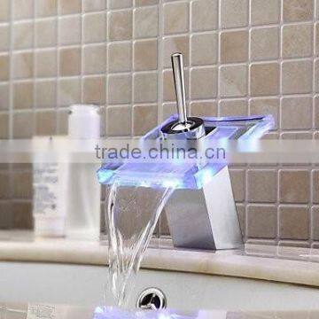 Color Changing LED Waterfall Bathroom Sink Faucet