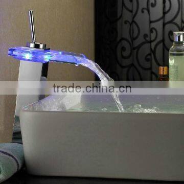 Chrome Brass Waterfall LED Basin Faucet