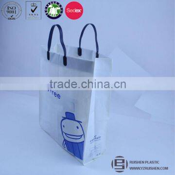 White Color HDPE Hard Loop Handle Stand Up Shopping Bag With Printing