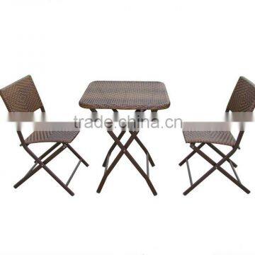 outdoor folding patio furniture wicker/rattan bistro set in antique copper HYT3367