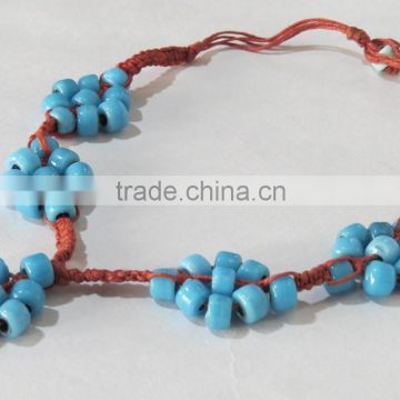 Necklace beads Bali braided pendant Bead work Stone Jewelry