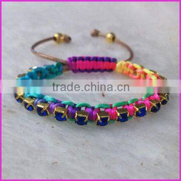 FL0920 Fashion woven rhinestone chain link bracelet,cheap friendship bracelet