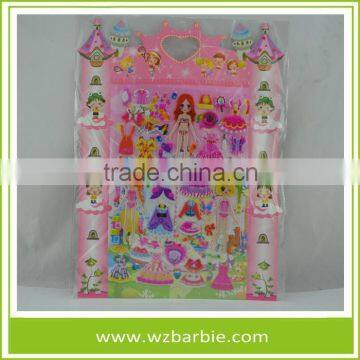 3D Change Clothes Puffy Sticker With Different Style For Little Girl