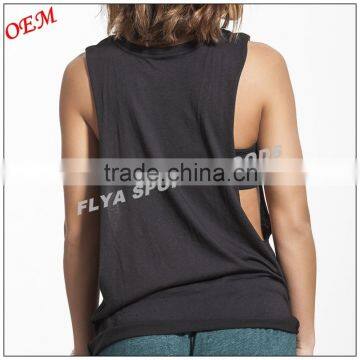100% Cotton Custom Plain Round Neck Sleeveless Gym Wear Sexy Womens Fitness Tank Top photo-3