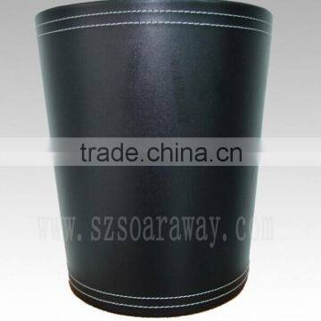 2014 Round Shape pu Faux Leather Waste Bin Factory in China Hot Sale In America Waste Bins For Home And Hotel photo-3
