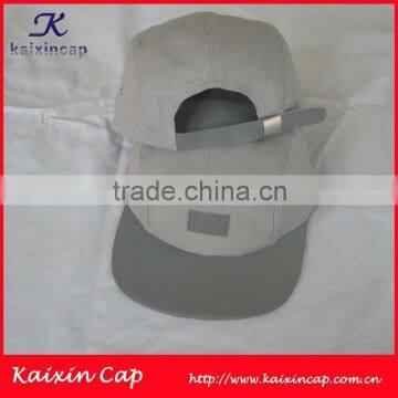 reflective materials custom baby 5 panel cap /custom logo leather patch cap/snapback cap /flat brim cap /leather strap cap