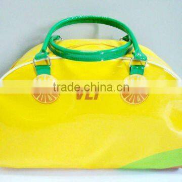 2016 Alibaba express china image pnal the latest fashion customized yellow PU sport bag travel bag for lady