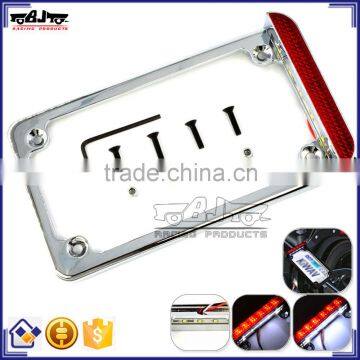 BJ-LPL294-002 Highly Recommended Chrome Motorcycle 4'' X 7'' Tail Light LED License Plate Frame For Harley