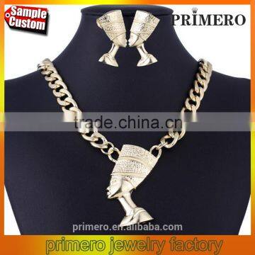 Fashion Jewelry Sets 22k Gold Chain Alloy Egyptian pharaoh kundan Necklaces Earring