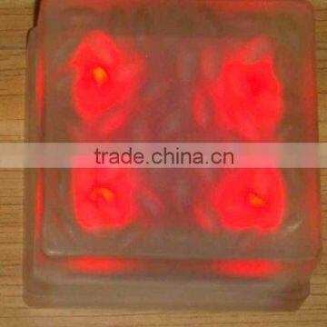 Glass Solar Powered Led Underground Light with Red Color, Glass Solar Brick Light