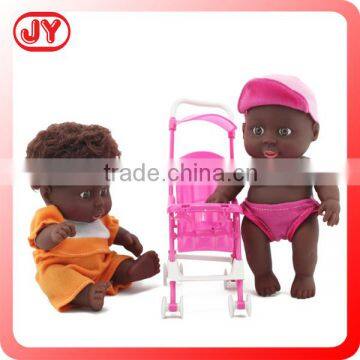 Hot sale black silicone reborn brown eyes baby vinyl dolls