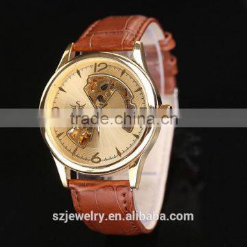 2016 Hot Sale Erkek Kol Saati Gold Plating Skeleton Mechanical Watch                        
                                                Quality Choice