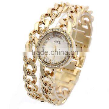 Women's Stainless Steel Band Rhinestone Luury Fashion Quartz Analog Wrist Watches Gold photo-5