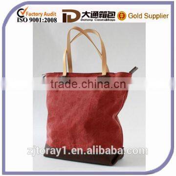 Leather Handle Organic Cotton Tote Bag Wholesale