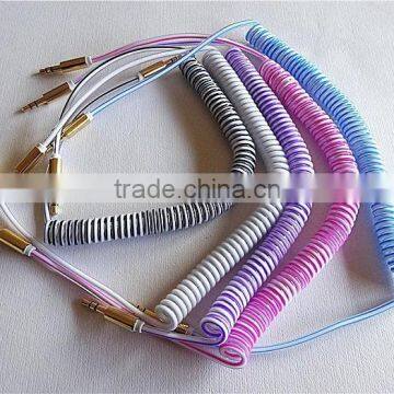 Wholesale Audio /DC3.5MM Transparent Spring Cable With Metal Connector