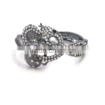 Wholesale Men Vintage Silver Plated Zinc Alloy Cobra Snake Skin Bracelets With Diamond