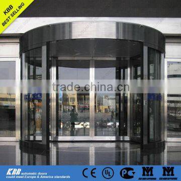 2 wing revolving door, tempered glass, stainless steel surface