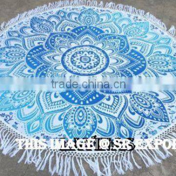 Indian Handmade Mandala Beach Throw Roundie Yoga Mat Round Tapestry Table Cover Wall Hanging