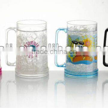 2015 hot sale double wall gel ice mug,double wall freezer mug with gel,frosty mug