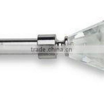 Adjustable Brushed Nickel Drapery Rod Set with Diamond Prism Clear Glass Finial