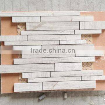 Wood White Marble Subway Mosaic Tile