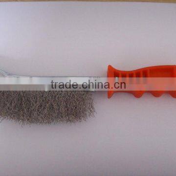 Scartch wire brush w/red plastic handle