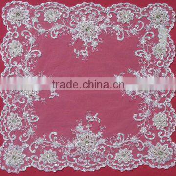 Guangzhou Soft White Wedding Mat With Pearls Beads Manufacture