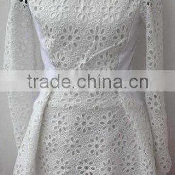 Small quantity wholesale jacquard fabric with crochet hem ladies dress