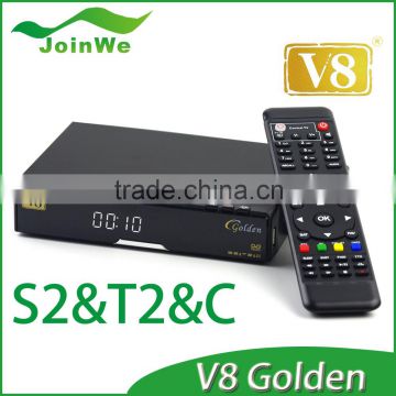 Factory Price New arrival V8 Golden datellite tv box full powervu and Biss key fta satellite receiver